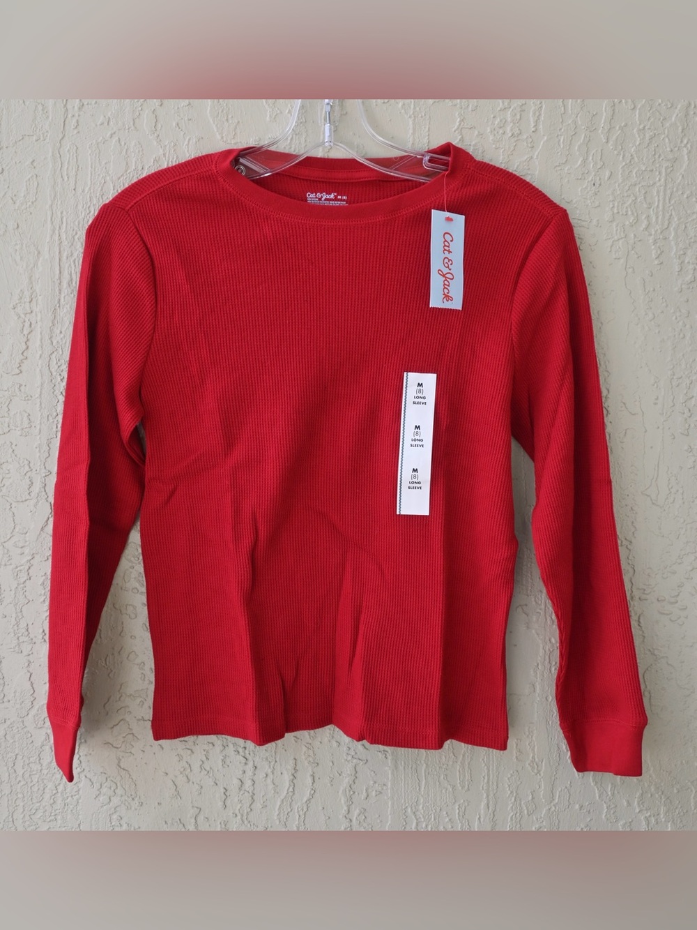 Kids Cat & Jack Bright Red Waffle-Knit Long Sleeve Tee